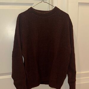 Vintage Bill Blass Men's Dark Burgundy Crewneck Knit Sweater